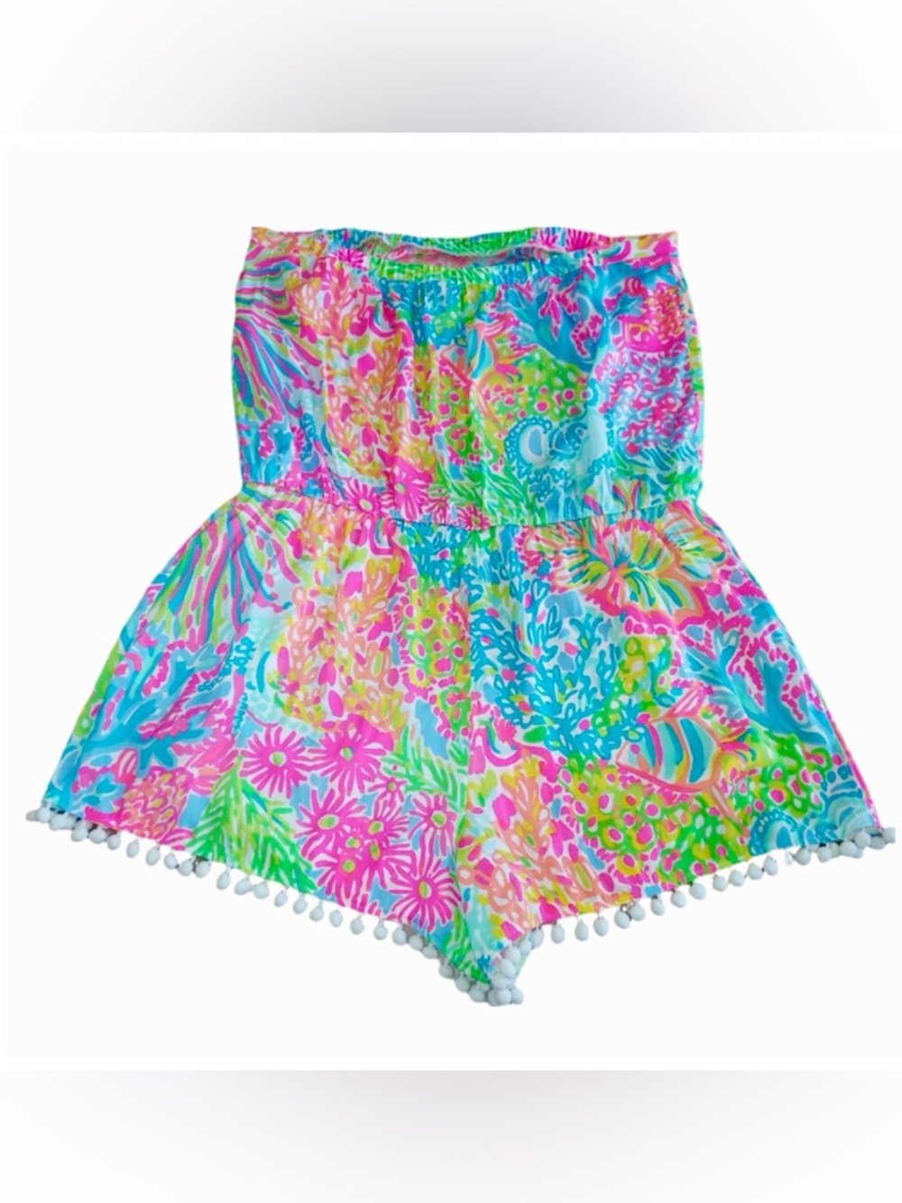 Lilly Pulitzer NWT Daisy Romper Seaspray Blue Lovers Coral Size S Unicorn 🦄 - Picture 9 of 16